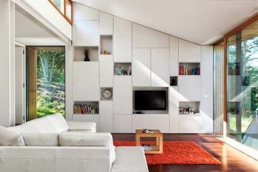 Belíssimo armário na parede da sala: mais de 140 fotos de parede grande e modular