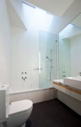 A escolha de cortinas no banheiro: 175+ (foto) para o seu design (tecido, plástico, vidro)
