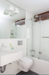 A escolha de cortinas no banheiro: 175+ (foto) para o seu design (tecido, plástico, vidro)