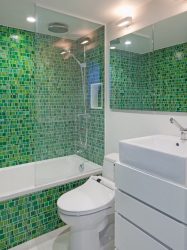 A escolha de cortinas no banheiro: 175+ (foto) para o seu design (tecido, plástico, vidro)