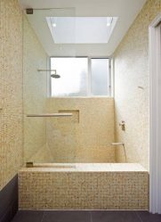 A escolha de cortinas no banheiro: 175+ (foto) para o seu design (tecido, plástico, vidro)