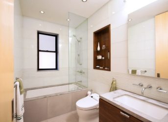 A escolha de cortinas no banheiro: 175+ (foto) para o seu design (tecido, plástico, vidro)
