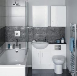 A escolha de cortinas no banheiro: 175+ (foto) para o seu design (tecido, plástico, vidro)