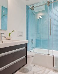 A escolha de cortinas no banheiro: 175+ (foto) para o seu design (tecido, plástico, vidro)