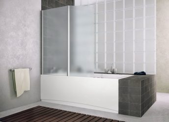 A escolha de cortinas no banheiro: 175+ (foto) para o seu design (tecido, plástico, vidro)