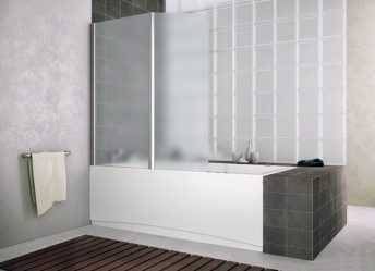A escolha de cortinas no banheiro: 175+ (foto) para o seu design (tecido, plástico, vidro)