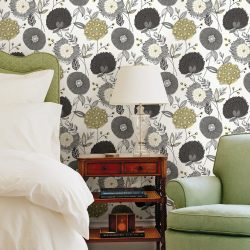 A combinação de papel de parede e móveis no interior da sala de estar / quarto / cozinha / berçário. Quão importante é a escolha?