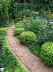 Passarelas no país de telhas de pavimentação - Design de um belo pátio (120+ fotos)