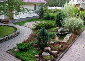 Passarelas no país de telhas de pavimentação - Design de um belo pátio (120+ fotos)