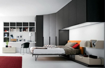 Modern corner wardrobe in the bedroom: from small to large. What could be its content?