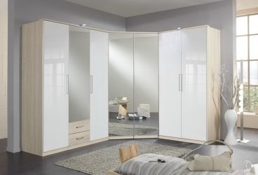 Guarda-roupa de canto moderno no quarto: de pequeno a grande porte. Qual poderia ser o seu conteúdo?