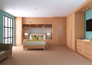 Guarda-roupa de canto moderno no quarto: de pequeno a grande porte. Qual poderia ser o seu conteúdo?