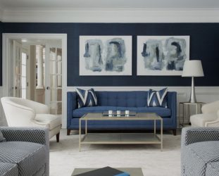 Cor do céu e do mar: 215+ Foto Design exclusivo. A escolha de combinações de azul no interior