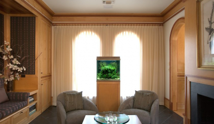 Aquário no interior de um apartamento ou casa: 145+ (Foto) tipos de decoração de seu design (canto, seco, parede divisória, pequeno)