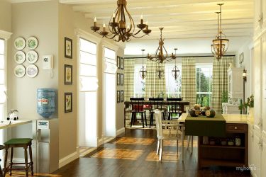 Elegância discreta do estilo americano: Escolhendo um design para um apartamento (sala de estar, quarto, cozinha)