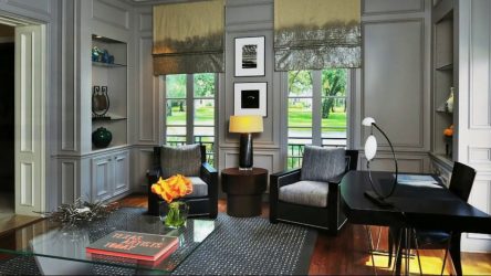Elegância discreta do estilo americano: Escolhendo um design para um apartamento (sala de estar, quarto, cozinha)