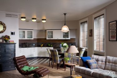 Elegância discreta do estilo americano: Escolhendo um design para um apartamento (sala de estar, quarto, cozinha)