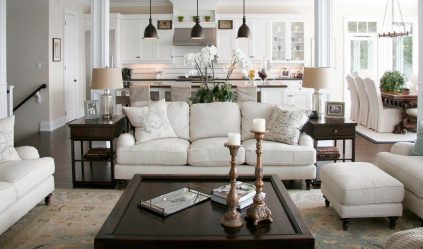 Elegância discreta do estilo americano: Escolhendo um design para um apartamento (sala de estar, quarto, cozinha)
