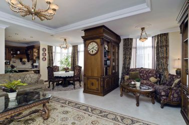 Elegância discreta do estilo americano: Escolhendo um design para um apartamento (sala de estar, quarto, cozinha)