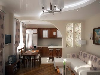Arco para a cozinha em vez da porta: 115+ (Foto) Design entre salas