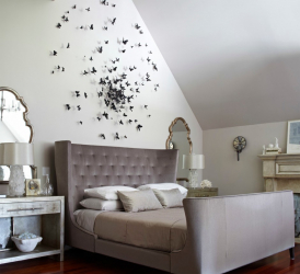Lindas borboletas na parede faça você mesmo: 140+ (Foto) decorações no interior (papel, volumétrico, adesivos)