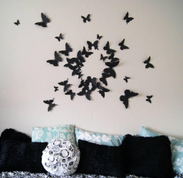 Lindas borboletas na parede faça você mesmo: 140+ (Foto) decorações no interior (papel, volumétrico, adesivos)