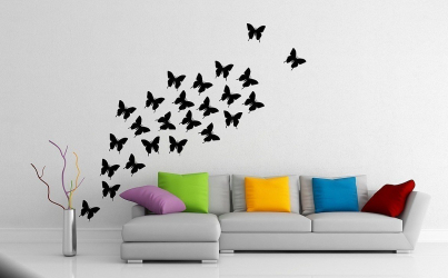 Lindas borboletas na parede faça você mesmo: 140+ (Foto) decorações no interior (papel, volumétrico, adesivos)