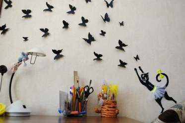 Lindas borboletas na parede faça você mesmo: 140+ (Foto) decorações no interior (papel, volumétrico, adesivos)