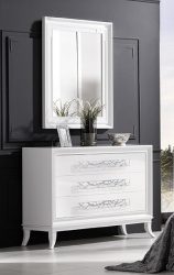 Características Dresser branco 200+ (fotos) opções (brilhante, com gavetas, sem alças)
