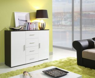 Características Dresser branco 200+ (fotos) opções (brilhante, com gavetas, sem alças)