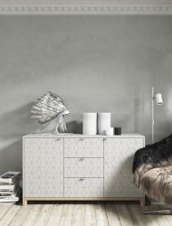 Características Dresser branco 200+ (fotos) opções (brilhante, com gavetas, sem alças)