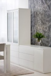 Características Dresser branco 200+ (fotos) opções (brilhante, com gavetas, sem alças)