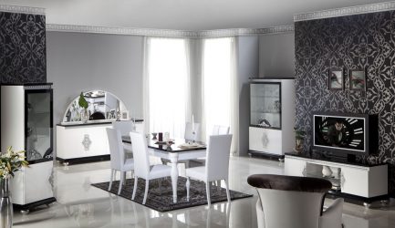 Características Dresser branco 200+ (fotos) opções (brilhante, com gavetas, sem alças)