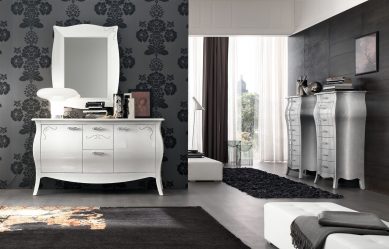 Características Dresser branco 200+ (fotos) opções (brilhante, com gavetas, sem alças)