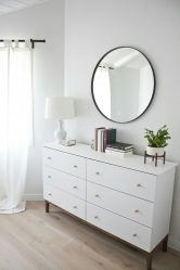 Características Dresser branco 200+ (fotos) opções (brilhante, com gavetas, sem alças)