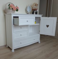 Características Dresser branco 200+ (fotos) opções (brilhante, com gavetas, sem alças)