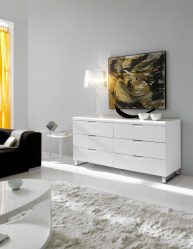 Características Dresser branco 200+ (fotos) opções (brilhante, com gavetas, sem alças)