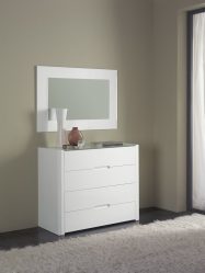 Características Dresser branco 200+ (fotos) opções (brilhante, com gavetas, sem alças)