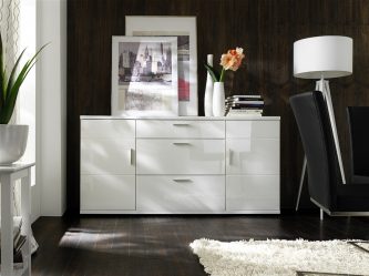 Características Dresser branco 200+ (fotos) opções (brilhante, com gavetas, sem alças)