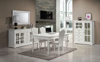 Características Dresser branco 200+ (fotos) opções (brilhante, com gavetas, sem alças)