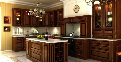 Decoração de interiores de uma grande cozinha moderna: 200 + (foto) idéias de design (cortinas, papel de parede, balcão de bar)