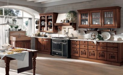 Decoração de interiores de uma grande cozinha moderna: 200 + (foto) idéias de design (cortinas, papel de parede, balcão de bar)