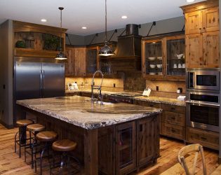 Decoração de interiores de uma grande cozinha moderna: 200 + (foto) idéias de design (cortinas, papel de parede, balcão de bar)