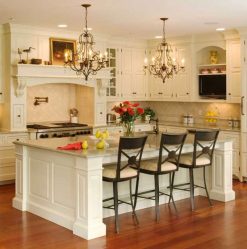 Decoração de interiores de uma grande cozinha moderna: 200 + (foto) idéias de design (cortinas, papel de parede, balcão de bar)