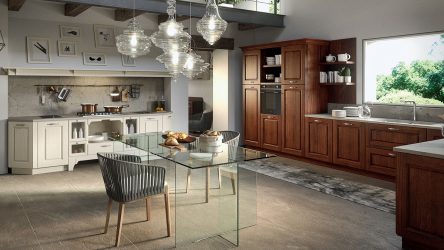 Decoração de interiores de uma grande cozinha moderna: 200 + (foto) idéias de design (cortinas, papel de parede, balcão de bar)
