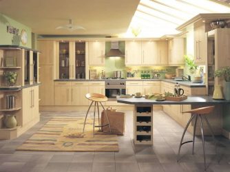 Decoração de interiores de uma grande cozinha moderna: 200 + (foto) idéias de design (cortinas, papel de parede, balcão de bar)