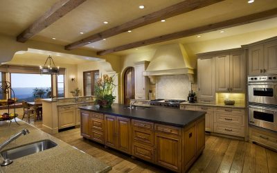 Decoração de interiores de uma grande cozinha moderna: 200 + (foto) idéias de design (cortinas, papel de parede, balcão de bar)