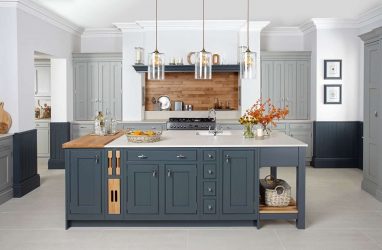 Decoração de interiores de uma grande cozinha moderna: 200 + (foto) idéias de design (cortinas, papel de parede, balcão de bar)