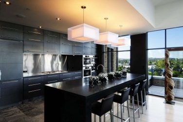 Nova tendência no mundo da cozinha - Cozinha preta no interior (mais de 220 combinações de fotos no design)