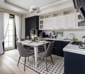 Elegante, Conforto e Beleza (mais de 170 fotos): interior em preto e branco (sala de estar, quarto, cozinha)